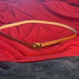 Brown Leather Belt with Gold Buckle